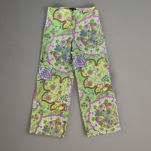 Tailor New York Floral Print Wide Leg Cropped Pants Colorful Size 4‎
